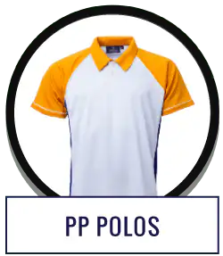 White and orange PR Polos short-sleeve polo shirt.